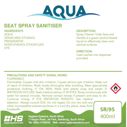 SWC-AQU-001 - AQUA SEAT SPRAY REFILL - 400ml x 6